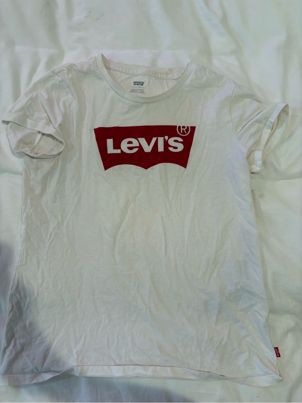 Levi's White Short Sleeve Tee with Red Logo